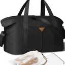 Duffle Bag for Travel, Carry-on Travel Bag with Trolley Sleeve, Sport Gym Bag for Women, Overnight Bag for Men, Hospital Bag for Labor and Delivery (Black)