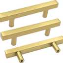 Goldenwarm 10 Pack Gold Cabinet Handles 3"(76mm) Brushed Brass Cabinet Pulls T Bar Drawer Pulls for Kitchen Cupboard & Drawer Hardware