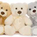 MaoGoLan 3 Pieces Bulk Teddy Bears Stuffed Animals Baby Shower, Soft Small Stuffed Teddy Bears in Bulk, 13.5" Cuddly Mini Teddy Bears Centerpiece,Wedding,Party,Engagement,Tan,Beige,Gray