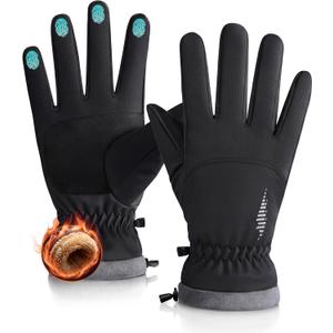Rivmount Winter Waterproof Ski Snow Warm Gloves for Women Men, Windproof Cold Weather Thermal with Touchscreen Fingers, for Running Driving Cycling Hiking Biking Outdoor Sports Daily Work (Medium, Black)