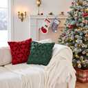 Tosleo Christmas Throw Pillow Covers 18x18 Set of 2 Christmas Decoration Xmas Snowflake Pillow Covers Soft Plush Faux Wool Jacquard Pillowcases Holiday Festivals Winter Home Decor, Dark Green