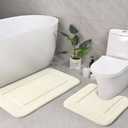 LOCHAS Bathroom Rug Set Cream White, Soft Bath Rug Set 2 Piece Set, Toilet Mat U-Shaped 20x20 and 34x20 Bath Rugs, Quickly Dry Mats for Bathroom, Tub, Washable, Super Absorbent Floor Mat