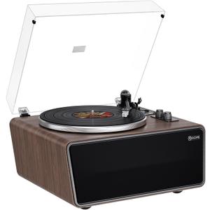 All in One Vinyl Record Player,Bluetooth Turntable Built in 4 Stereo Speakers Phono Preamp,High Fidelity Turntables for Vinyl Records with Magnetic Cartridge AT-3600L,2-Speed,33/45RPM,USB PC Recording