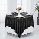 Hahuho 50x50 inch Square Sequin Tablecloth Black, Glitter Tablecloth for Bridal Shower Decorations, Birthday, Wedding, Dessert, Banquet50x50 Inch, Black