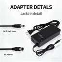 42V 2A Lithium Battery Charger for 36V 10S Lithium Battery - DC 5.5x2.1/2.5mm Connector, HD LED Screen Display of Current Charging Voltage,Multiple Security Protections