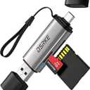 SD Card Reader, Aluminum USB C & USB 3.0 2-in-1 Micro SD Card Adapter | Compatible with iPhone 17/16/15, MacBook Pro/Air, iPad, Android, High-Speed Memory Card Reader - Space Gray