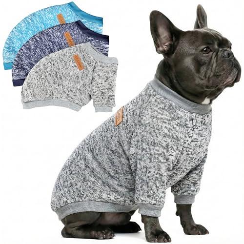 3 Pack Dog Sweaters for Small Dogs Girl Boy Winter Fleece Clothes Warm Soft Dog Sweatshirt Outfit for Dogs Cats Pet Apparel, 2XL
