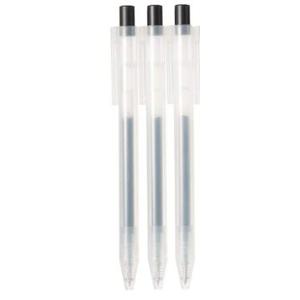 Muji Smooth Gel Ink Ballpoint Pen Knock Type 3-Pieces Set, 0.5 mm Nib Size, Black