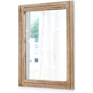 AAZZKANG Rustic Mirror for Wall with Rectangle Wood Framed Decorative Hanging Mirrorrs Large 20"x16"for Bedroom Bathroom Living Room Dressing Room