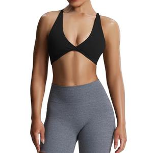 Aoxjox Women's Workout Sports Bras Fitness Backless Padded Sienna Low Impact Bra Yoga Crop Tank Top (Black, Small)