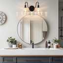 Vintage Bathroom Light Fixtures Over Mirror, 2-Light Black Wall Sconce Lighting with Flower Glass Shade, Farmhouse Vanity Lights for Bedroom Kitchen Living Room Hallway Light