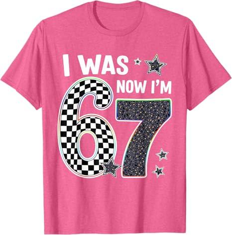 I was 6 Now I'm 7 Six Seven Meme Checkered Birthday T-Shirt S