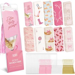 50PCS Pink Bow Bookmarks, Paper Bookmark Bulk 6" x 2" Funny Bookmarks for Women, Gift for Book Lover, Cute Book Marks for Reader Booklovers Students Schools Gifts (Bow)