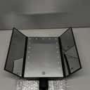 deweisn Tabletop Mount Trifold Lighted Vanity Mirror with 21 LED Lights, Touch Screen and 3X/2X/1X Magnification, Two Power Supply Mode Make up Mirror,Travel Mirror (Black)