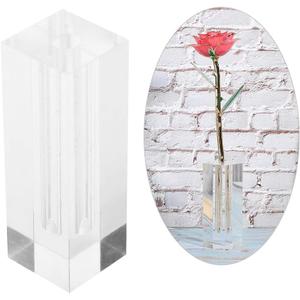 Glass Rose Holder Acrylic Rose Display Stand Acrylic Transparent Rectangular Rose Flower Base Acrylic Display Stand Home Room Decoration Ornament