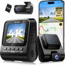 4K Dash Cam Front and Rear, Dash Camera for Cars 2 Channel HDR, WiFi 6, Free 64GB Included, Built-in GPS, Night Vision, 170Wide Angle, G-Sensor, 24H Parking Monitor, Car Camera Support 512GB Max