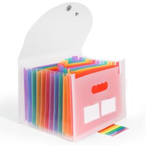 White Accordion File Organizer 13 Pocket Expanding File Folders Monthly Bill Receipt Tax Organizer, Letter A4 Size Documents Holder with Tabs for Work,Back to School,Home,Office