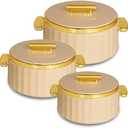 Royal Casserole Collection | Insulated Hot Cases | Stainless Steel Inner | Serve Chapati, roti, Biryani, Pulao Hot Pot Royal Casserole Gift Item– Set of 3 (600ml+1200ml+1700ml) Ivory