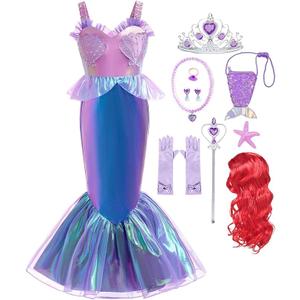 Princess Dresses for Girls Princess Cosplay Costumes Birthday Halloween Dress Up with Accessories, Size 130