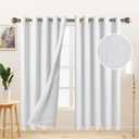 LORDTEX Linen Look Textured Blackout Curtains with Thermal Insulated Liner - Heavy Thick Grommet Window Drapes for Bedroom, 70 x 72 Inches, White, Set of 2 Panels