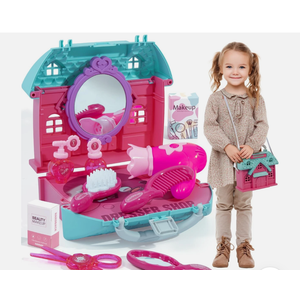 Seppacio 14Pcs Portable Salon Set, Pretend Play Doll Hair Stylist Toy Kit with Hairdryer, Mirror, Toy Scissors, Hair Conditioner & Fun Accessories for Kids, Pretend Makeup Vanity Toys for Girls Gift Seppacio 14Pcs Portable Salon Set, Pretend Play Doll Hair Stylist Toy Kit with Hairdryer, Mirror, Toy Scissors, Hair Conditioner & Fun Accessories for Kids, Pretend Makeup Vanity Toys for Girls Gift