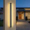 Modern Linear Outdoor Wall Lights, 47" LED Exterior Wall Sconce for Porch & Garage, IP65 Waterproof Architectural Facade Lighting, 3CCT Dimmable Matte Black Fixture for Front Door Entryway