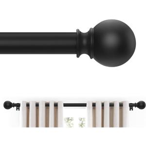 Black Curtain Rods 48 to 84 Inches(4-7 Feet),5/8 inch Splicing Drapery Rods,Small Curtain Rods Set,Size: 36''-88'',Matte Black
