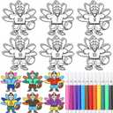 Epakh 36 Set Disguise a Turkey Project Kits Thanksgiving Turkey Craft with Colored Pens Color Your Own Thanksgiving Crafts for Classroom School Family Creativity Activities Holiday(Football Player)