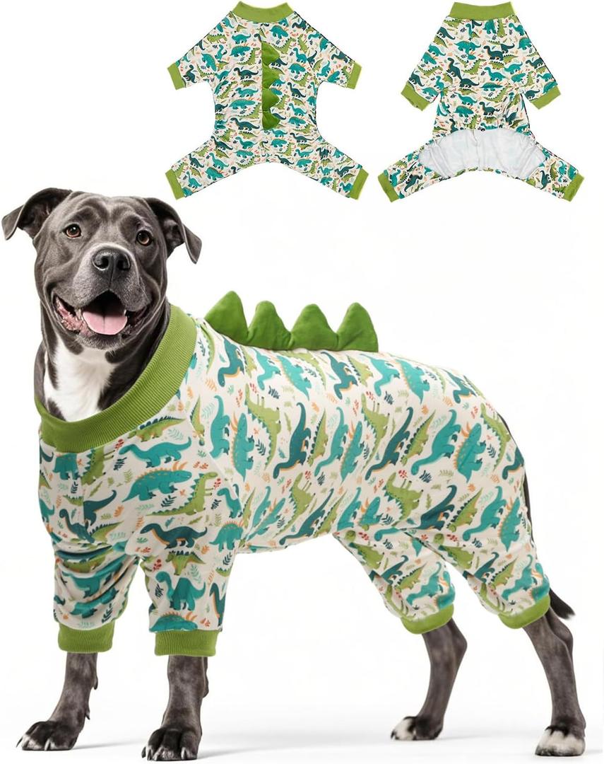 CuteBone Dinosaur Costume Dog Pajamas, Stretchy Spandex Crystal Velvet Sleepwear Coat for  Dogs, Soft & Warm Pet Outfit Clothes for Cold Weather, Cozy Pullover Design, XXL