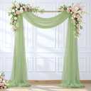 Wedding Arch Draping Fabric Backdrop 2 Panel 60" x 26Ft Sage Green Drapes Curtains for Wedding Reception Sheer Tulle Backdrop Curtain for Ceremony Birthday Party Baby Shower Arbor Ceiling Decorations