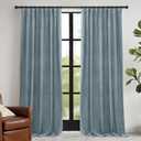 RYB HOME Stone Blue Velvet Curtains 96 inches - Blackout Curtains for Bedroom Thermal Insulated Noise Reducing Soft Luxury Window Decor for Living Room, W52 x L96 inches, 2 Panels