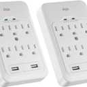 KMC 6-Outlet Surge Tap, 2 USB Ports (3.4A), 980 Joules Surge Protector, White (2 Pack)