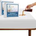 2 Pack Twin Mattress Protector Waterproof Mattress Pad Cover for Kids Soft & Breathable Noiseless Fits up to 14'' Depth Skin-Friendly Machine Wash Mattress Topper Protector Twin Sheets (White)
