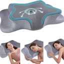 Cervical Neck Pillow for Pain Relief Sleeping, Contour Memory Foam Pillows, Ergonomic Side Sleeper Pillows for Adults, Orthopedic Neck Support Pillow for Back Stomach Sleepers-King Size (King size-28.4''Lx16.5''Wx5.5''H, Dark Grey&grey-grid)