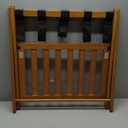 Smuxee Fully Assembled Walnut Luggage Rack, Upgraded Bamboo Foldable Suitcase Stand with 5 Nylon Straps, Luggage Holder with Shelf for Guest Room Bedroom Hotel (Walnut 1 Pcs)