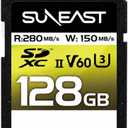 SUNEAST Ultimate Pro 128GB SDXC UHS-II Memory Card — Up to 280MB/s, 100MB/s Write, V60, C10, U3, High Speed SD Card for 4K UHD 60fps Video, DSLR and Camera