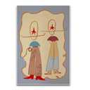 ZHBJSM Retro Cowgirl Duo Wall Art Modern Whimsical Western Boho Star Wave Pattern Warm Earthy Tone Home Living Room Bedroom Entryway Playful Nostalgic Interior Decor Accent Piece 16x24 Inch Unframed