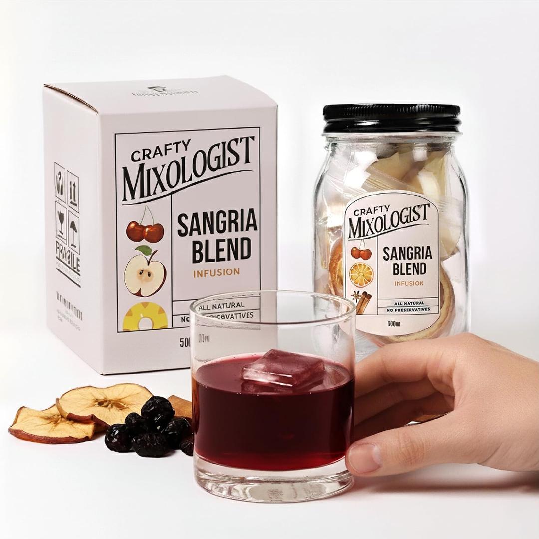 Sangria Cocktail Infusion Kit Mason Jar Alcohol Infuser with Dehydrated Dried Fruits and Herb Alcohol Infusion Kit for Drink Mixes, Serves 8-16 Drinks, Birthday Gifts for Women and Men (EXP 11/24/27)