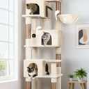 Globlazer Corner Cat Tree 66-inch Multi-Level Climbing Tower Kitty Condos Cat Scratching Tower for Indoor Multiple Cats with Large Platform, 3 Cat Caves, F66, Beige