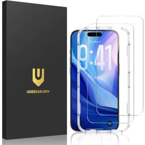 UNBREAKcable 2-Pack Screen Protector for iPhone 17 Air, Military-Grade Shatterproof Tempered Glass [9H+ Hardness] [Easy Installation Frame] [99.99% HD Clear] for Apple iPhone Air