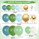 143PCS Matte Balloon Garland Kit - 18Inch Focal Dusty Blue, Sage Green, Metallic Gold with Cream White, Includes Multiple Sizes for Baby Shower Wedding Birthday Party Decorations