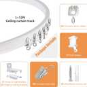 TOKPLNU Ceiling Curtain Track, Flexible Bendable Curtain Track 12Ft Curved Sliding Ceiling Track Set System for Room Divider Curtain Rail Track Wall Mount for RV Bay Window