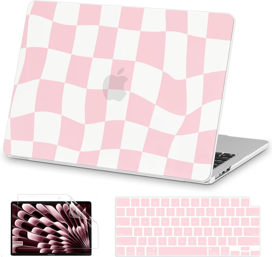 AKIT Compatible with MacBook Air 13 inch Case 2025 2024-2022 M4 M3 M2 A3240 A3113 A2681, Unique Hard Shell Laptop Case+Screen Protector+Keyboard Cover for Mac Book Air 13.6 inch, Pink Checkboard AKIT Compatible with MacBook Air 13 inch Case 2025 2024-2022 M4 M3 M2 A3240 A3113 A2681, Unique Hard Shell Laptop Case+Screen Protector+Keyboard Cover for Mac Book Air 13.6 inch, Pink Checkboard