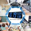 Large Digital Wall Clock with Remote Control 17.2" LED Large Display Timer with Temperature Date Week Auto DST Adjustable Brightness, Big Wall Alarm Clock for Living Room Office Garage Gym Seniors