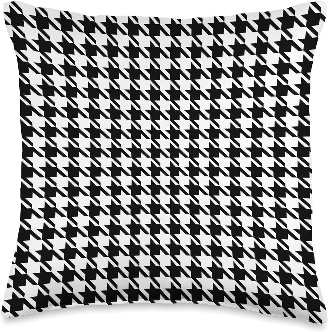 Houndstooth Pattern Checkered Blocks Hounds Tooth Op Art Throw Pillow, 16x16