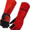 vclpower Animal Handling Gloves Size L Fit for Men & Large Hands Bite Proof Double Leather Reinforced Padding Dog,Cat Scratch,Bird Handling Falconry Gloves Grabbing Reptile Squirrel Snake Bite 16in