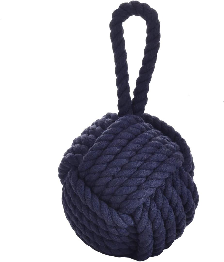 Pomeat Decorative Door Stop, Sailors Knot Rope Door Stop, Nautical Doors Stop, Weighted Door Stopper, Heavy Doorstop for Bedroom, Living Room, Window Wedge, Bookend 6.25 inch (Blue)