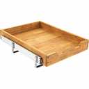 DINDON Pull Out Cabinet Organizer (14" W x 18" D) 1 Tier, Single Tier Oak Wood Under Cabinet Slide Out Shelf Drawer Box