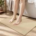 Bathroom Rugs Mat 24x17, Ultra Thin Non Slip Bath Mat Small Quick Dry Absorbent Bath Mat for Bathroom Floor, (Light Beige, 24"x17")