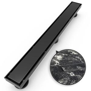 WEBANG 36 Inch Linear Shower Drain Rectangular Floor Drain with Accessories Reversible 2-in-1 Cover Tile Insert Grate Removable SUS304 Stainless Steel CUPC Certified Matte Black